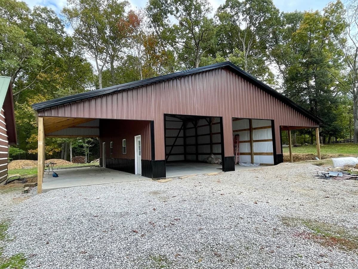 Garage workshop with carport