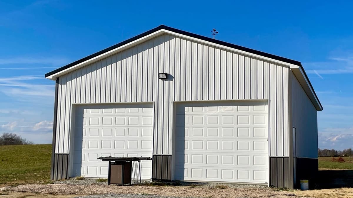 White metal garage